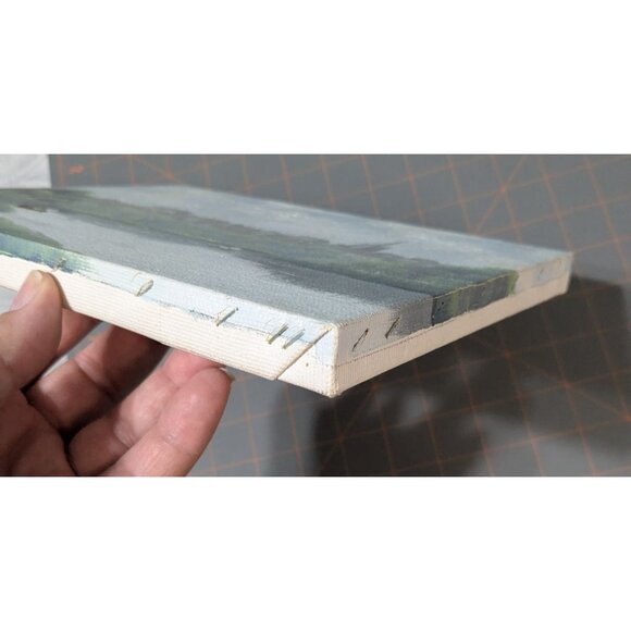 Signed Acrylic Canvas Painting River Salzburg Ladies in Boats unframed - Picture 8 of 11